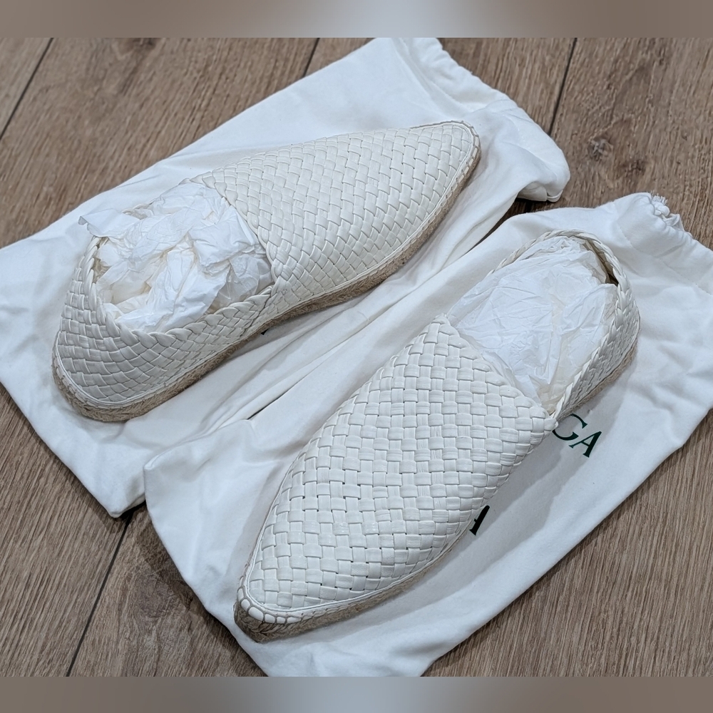 $1295 Mens BOTTEGA VENETA Intrecciato Leather Espadrilles White 45 US 12